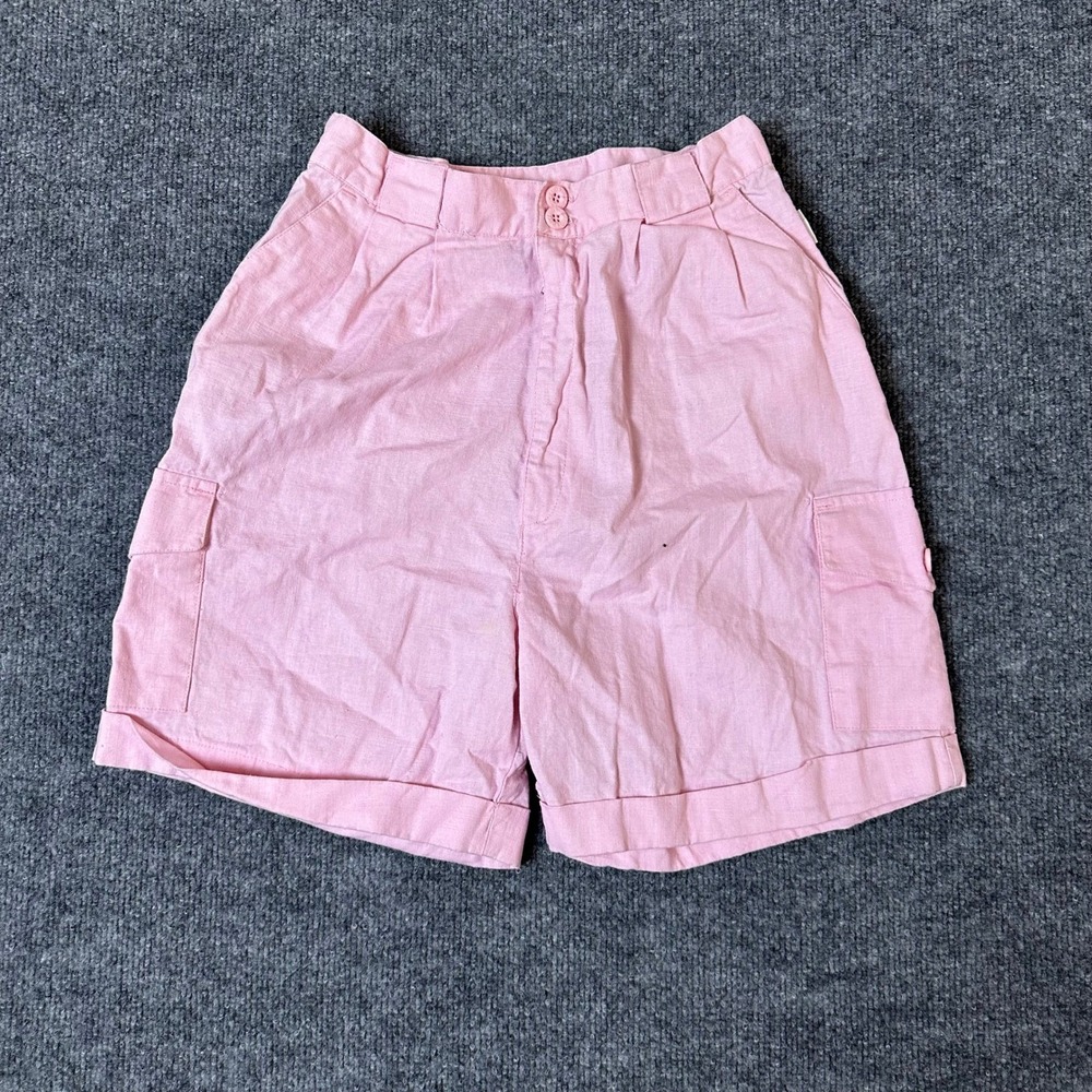 Gitano Shorts Womens Size 10 Pink Ramie Cotton Cargo High Waisted Pleated Cuffed